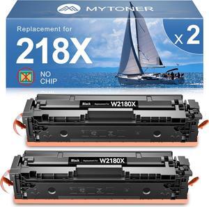 MYTONER 218X Black Toner Cartridges (NO CHIP) Replacement   218X 218A W2180X W2180A for Color Laserjet Pro 3201dw MFP 3301cdw 3301fdw 3301sdw Printer High Yield Ink 218X Toner Cartridges, 2Black