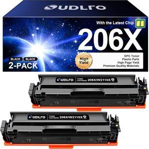 206X Black Toner Cartridges-2 Blackwith Chip Replacement   206X 206A Black Toner Cartridge Compatible with HP Color Laserjet Pro MFP M283fdw M283cdw M255dw M283 M255 M282 Printer W2110X