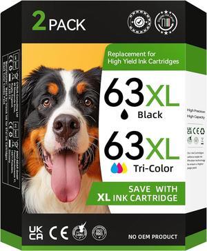 63XL Ink Cartridge Combo Pack Replacement   Ink 63 HP63XL HP 63 High Yield Fit   Envy 4520 4512 4511 4524 4522 OfficeJet 4650 3830 52525 5258 4655 5200 5212 4652 DeskJet 3630 1112 Printer