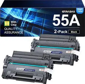 55A CE255A High Yield Compatible Toner Replacement   55A Black Toner Cartridge 55X CE255X   Laserjet P3015 P3015dn P3015x Pro 500 MFP M521dn M521dw M521 M525 Series Printer (Black, 2-Pack)