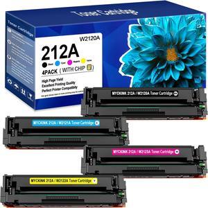(with New Chip) 212A Toner Cartridges 4 Pack Compatible   212A W2120A 212X W2120X for Color Enterprise M555dn M554dn M555x M554 M555 MFP M578 Series Printer Ink (Black Cyan Yello Magenta)