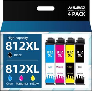 MILEKO 812XL Remanufactured Ink Cartridge Replacement for Epson 812XL Ink Cartridges Combo Pack T812 812 XL for Workforce Pro WF-7840 WF-7820 WF-7310 EC-C7000 Printer (Yellow, Cyan, Black, Magenta)