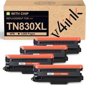 v4ink TN830XL Toner Cartridge Ink for Brother HL-L2460DW Printer Replacement for TN830 XL TN830 TN-830 Toner Set for DCP-L2640DW HL-L2405W HL-L2400D MFC-L2820DW HL-L2480DW Printer, 4PK High Yield