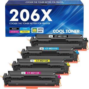 206X 206A Toner Cartridges 4 Pack High Yield M283cdw Set Compatible Replacement for HP 206X 206A Color Laserjet Pro MFP M283fdw M255dw M283 M255 Printer Ink (with Chip) (Black Cyan Yellow Magenta)
