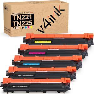 v4ink TN225 Toner Compatible Replacement for Brother TN221 TN225 TN 221BK 225C 225M 225Y Color Toner Cartridge for MFC-9130CW HL-3170CDW 3140CW 3180CDW MFC-9130CW 9330CDW 9340CDW DCP-9020CDN, 5-Pack