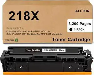 218X Black Toner Cartridge with Chip W2180X - High Yield, Up to 3200 Pages, Compatible with Color Pro 3201 dw, 3301 cdw, 3301 fdw, 3301 sdw Printers (1-Pack, Black)