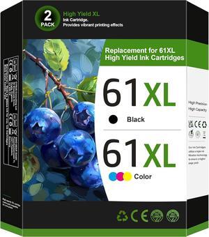 61XL Printer Ink for HP 61 Ink Cartridges Combo Pack Replacement for HP Ink 61 XL Ink Cartridge Black and Color Fit for Envy 4500 5530 Officejet 4630 4635 Deskjet 1000 1010 1512 Inkjet Printer(2 Pack)