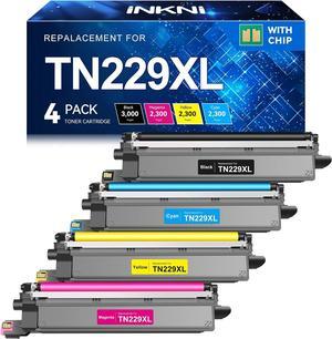 InkNI TN229 TN229XL Toner Cartridges Replacement for Brother TN229 Toner Cartridges to use with Brother MFC-L3780CDW MFC-L3720CDW HL-L3280CDW HL-L3220CDW HL-L3300CDW Printer (TN-229XLBK/C/M/Y-4 Pack)