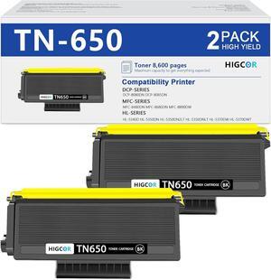 TN-650 TN-620 High Yield Toner Cartridge - Replacement for Brother TN620 TN650 TN580 to use with MFC-8460N HL-5270DN HL-5280DW MFC-8480DN MFC-8660DN MFC-8670DN DCP-8065DN Printer, 2 Black