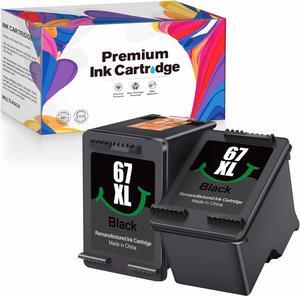 67XL Black Ink Cartridge for HP Ink 67 67 XL for Deskjet 2732 2752 2725 2755e 4155e 4158e Envy 6055 6075 6452 6458 6475 6455 6455e 6055e 6065e 2 Pack(Black, 2-Pack)