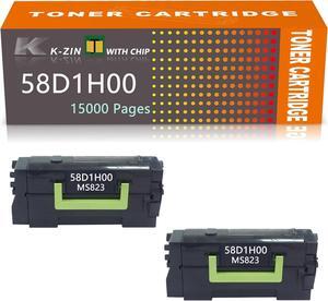 58D1H00 (15000 Pages) Black Toner Cartridge(with Chip) Compatible with Lexmark MS725 MS821 MS822 MS823 MS824 MS825 MS826 MX721 MX722 MX725 MX822 MX824 MX826 Laser Printer(Black,2 Pack)