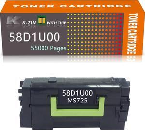 58D1U00 (55000 Pages) Black Toner Cartridge(with Chip)Compatible with Lexmark 58D1U00 58D1H00 58D1000 58D1X00 for MS823 MS725 MS821 MS822 MS824 MS826 MX721 MX722 MX725 MX824 Printer(Black,1-PK)