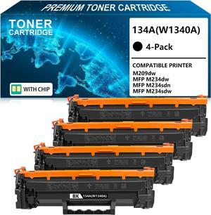 134A Black Toner Cartridge Compatible Replacement for 134A 134X W1340X W1340A Toner Cartridge for M209w MFP M234dw M2334sdn M2334sdw Printer, 4 Pack