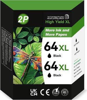 64XL Ink Cartridges Black for HP 64XL Black Ink Cartridge for HP 64 Ink 64 XL fit for Envy Photo 7855 7858 7800 7155 7120 6252 6255 7158 7100 7164 Inspire 7955e 7950e Tango Series Printer (2 Pack)