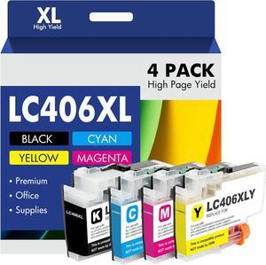 LC406XL LC406 Ink Cartridges for Brother Printer 406XL LC 406 XL for MFC-J4335DW MFC-J5855DW MFC-J6555DW MFC-J4535DW MFC-J6955DW MFC-J4345DW MFC-J5955DW - 4 Pack High Yields Black Cyan Magenta Yellow