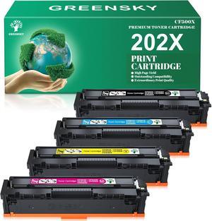 GREENSKY Compatible 202X Toner Cartridges Replacement for HP 202X 202A CF500X CF500A Works for HP Color Pro Laserjet MFP M281fdw M281cdw M254dw Printers (Black Cyan Magenta Yellow, High-Yield)