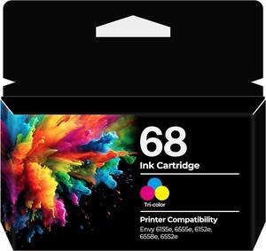 68 Ink Cartridges Envy 6152e 6555e 6155e 6152e Replacement for HP 68 Ink Cartridges Tri-Color Compatible for Envy 6155e, Envy 6555e, Envy 6152e, Envy 6558e, Envy 6552e Printers (1-Pack, 1 Tri-Color)