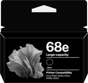 68e Ink Cartridges Envy 6555e 6155e Replacement for HP 68e Ink Cartridges Black Compatible for Envy 6558e, Envy 6552e, Envy 6155e, Envy 6555e, Envy 6152e, Printers, Printer Ink 68e (1-Pack, 1 Black)
