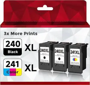 240XL 241XL Ink Cartridge Replacement for Canon PG 240 XL CL 241 XL Combo (2 Black 1 Color, 3 Pack) for PG240 CL241 for PIXMA MG3600 MG3620 TS5120 TS5100 MG3220 MG3520 MG2120 MX452 MX512 MX532 Printer