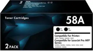 Ennovor 58A CF258A - for Laserjet 58A Black Toner Cartridge - Compatible for HP 58A CF258A 58X CF258X - Compatible with MFP M428fdw M428fdn M428dw M404 Pro M404n M404dn M404dw - with Chip, 2Pack