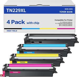 TN229XL TN229 Toner Cartridges 4 Pack: Compatible for Brother MFC-L3780CDW TN229 TN229XL MFC-L3720CDW HL-L3280CDW HL-L3220CDW HL-L3300CDW HL-L3295CDW Printer TN 229XL TN-229XLBK/C/M/Y High Yield