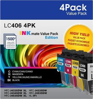 LC406 Ink Cartridges for Brother Printer for Brother LC406 Ink Cartridge Replacement with Brother MFC-J4335DW XL, MFC-J6555DW, MFC-J4345DW XL, MFC-J5855DW, MFC-J4535DW XL,MFC-J6955DW(4 Packs)