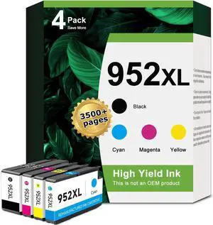 Ennovor 952XL Ink Cartridges Remanufactured Replacement for HP 952 XL hp952 Combo 4 Pack for Officejet Pro 8710 7740 8720 8702 8210 7720 8715 8730 8740 8216 Printer Black Color