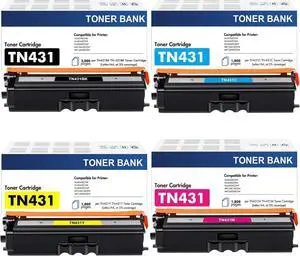 TN-431 TN431 Toner Cartridge Compatible Replacement for Brother TN431 TN-431 TN431BK TN431C TN431M TN431Y HLL8360CDW MFCL8900CDW HLL8260CDW MFCL8610CDW HLL8360CDWT Printer (BCYM, 4 Pack)