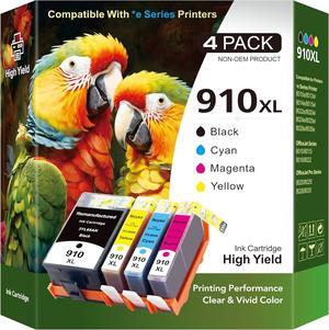 910XL Ink Cartridges Combo Pack (4-Pack, Black/Cyan/Magenta/Yellow) Compatible for HP OfficeJet Pro 8025e 8028e 8035e 8025 8028 8035 OfficeJet 8015e 8022e 8015 8022 Series Printers (BK/C/M/Y)