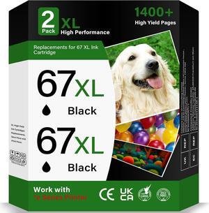 67 XL Black Ink Cartridges for HP Ink 67 67XL for HP Printer Ink 67 High Yield for HP67 XL Work with HP DeskJet 2755e 2855e 4155e 2700 2700e 2755 2752 4152 Envy 6055e 6000 6055 6400 6455 (2 Pack)