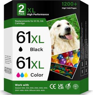 61XL Black and Color Ink Cartridges for HP 61 Ink Cartridge Combo Pack High Yield for HP Ink 61 XL- Printer Ink for HP 61 for HP Envy 4500 5530 Officejet 4630 2620 4635 Deskjet 1000 2540 3050 2510