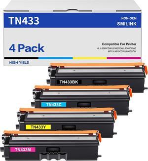 TN433 Toner Cartridge Set Compatible Replacement for Brother TN-433 TN 433 TN431 for Brother MFC L8900cdw MFC-L8900cdw HL-L8360Cdw HL-L8260Cdw Printer Ink (Black Cyan Magenta Yellow,4 Pack)