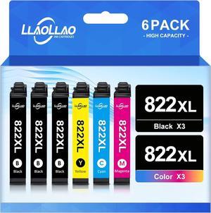 822XL Remanufactured Replacement for Epson 822XL Ink Cartridges Combo Pack T822 Ink 822 for Epson Workforce Pro WF-3820 WF-4820 WF-4830 WF-3823 WF-4833 WF-4834 Printer (6 Pack)