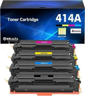 414A Toner Cartridge 4 Pack M479fdw Compatible Replacement for HP 414A Toner Cartridge 414X W2020A Color Pro MFP M479fdw M479fdn M454dw M454dn M479 Printer Ink (with Chip) (Black Cyan Yellow Magenta)