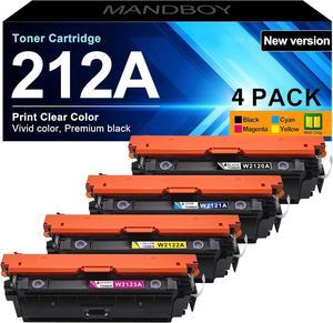 212A Toner Cartridges 4 Pack (with Chip) 212A Set Toner : Replacement for HP 212A 212X W2120A W2120X Color Enterprise M554 M555 Color Enterprise MFP M578 Series Printer