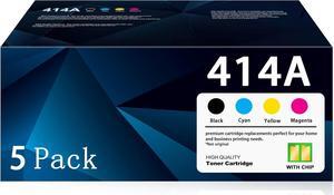 414A Toner Cartridges Replacement for HP 414A Toner Cartridges 5 Pack M479fdw M479fdn M454dw M454dn M479dw M455dn Enterprise M455dn M480f Printer W2020A W2021A W2022A W2023A 414A (with Chip)