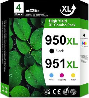 950XL and 951XL Ink Cartridges Combo Pack (4-Pack, BK/C/M/Y) Compatible for 950xl 951xl Ink Cartridges Replacement for HP OfficeJet Pro 8100 8600 8610 8615 8620 8625 8630 251DW 276DW Printers