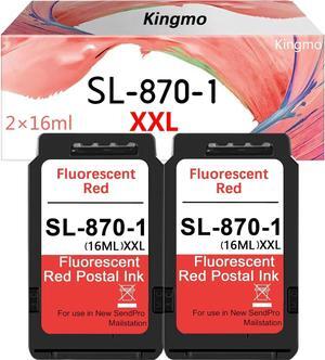SL-870-1 XXL Fluorescent Red Postage Ink Cartridge : 2 Pack High Capacity Replacement for Pitney Bowes SL870-1 SL8701 Ink cartridges for SendPro Mailstation Postage Meter (CSD1) 2-Pack (2×16ml)