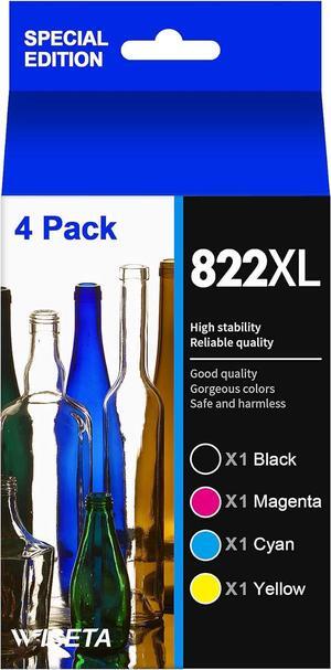 822XL 822 Ink Cartridges High Yield Remanufactured Replacement for Epson 822 XL T822XL Printer Ink for Workforce Pro WF-3820 WF-4820 WF-4830 WF-4833 WF-4834 (4 Pack, BCMY)
