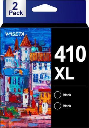 Wiseta 410XL 410 Black Ink Cartridges Remanufactured for Epson 410 T410XL 410XL Black Ink Cartridge to Work with Epson XP-830 XP-7100 XP-640 XP-630 XP-635 XP-530 Printer New Upgraded Chips (2 Pack)