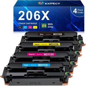 206X Toner Cartridges 4 Pack High Yield with Chip Replacement for 206X 206A HP Toner Cartridges Set for Color Laserjet Pro MFP M283fdw M283cdw M283fdn Pro M255dw M255nw M283 M255 Printer | 206X Toner