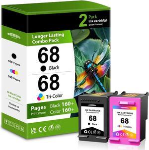 68 Ink Cartridges Compatible with HP 68 Ink Replacement for 68 Envy 6552e 6555e 6558e 6155e 6152e Printer 2-Pack (1 Black/1 Tri-Color)