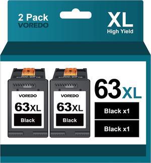 63XL Black Ink Cartridge 63XXL Replacement for HP Ink 63 63XL Black 63XL Ink Cartridges Combo Pack Works with DeskJet 1112, 2100 3600 Series, Envy 4500 OfficeJet 3800 4600 5200 Series F6U64AN, 2 Pack