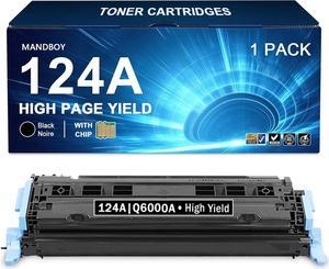 124A Toner Cartridge Black with Chip Remanufactured Replacement for HP 124A Toner use Color 2600n 1600 2605 1015 1017 Series Printer | Q6000A