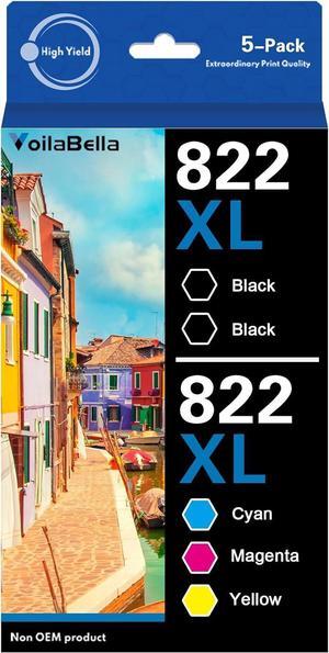 822XL Ink Cartridge Replacement for EPSON 822XL Ink Cartridges for Workforce Pro WF-3820 WF-3823 WF-4820 WF-4830 WF-4833 WF-4834 Printer (2 Black,1 Cyan,1 Magenta,1 Yellow, 5-Pack)