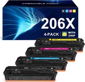 206X Toner Cartridge Set 4 Pack (with chip) Compatible Replacement for 206X HP Color Laserjet Pro M255dw M255nw MFP M283fdw M283fdn M283cdw M282nw M255 M283 Printer 206A W2110X W2111X W2112X W2113X