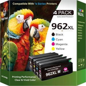 962XL Ink Cartridges Combo Pack Work for HP Officejet Pro 9015/9015e 9025/9025e 9020/9020e 9018/9018e 9010/9010e Compatible for HP 962 XL 9012/9012e Replacement for HP OfficeJet Pro Series (BK/C/M/Y)