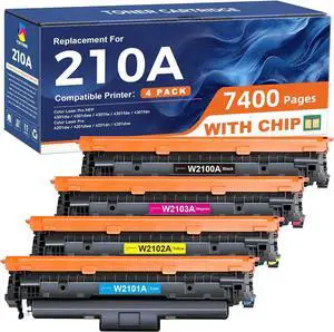 4301fdw 210A 210X Toner Cartridges 4 Pack (with Chip) Compatible Replacement for HP 210 HP210A High Yield for Color Pro MFP 4301fdw 4301fdn Pro 4201dw 4201dn Series Printer W2100A W2100X Toner