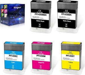 PFI-030 Ink Cartridge Set PFI030 Ink Tank 55ml Pigment Compatible with Canon imagePROGRAF TA-20 TA-30 (5-Pack, PFI-030MBK,PFI-030BK,PFI-030C,PFI-030M,PFI-030Y)
