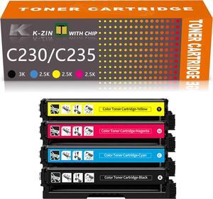 C230 C235 (3000 Pages,with Chip) Toner Cartridge Compatible with Xerox C230/DNI C235/DNI High Capacity Toner for 006R04391 006R04392 006R04393 006R04394 Color Printer(BCMY,4 Pack)